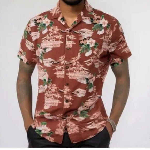 Grayers Other - Grayers Red White Tropical Floral Camp Collar Shirt Medium NEW Bali Ha’i Hawaii